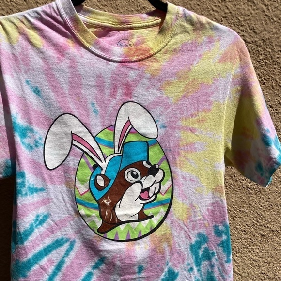 Women's Buc-ee's T-Shirt Multicolor Logo Tie Dye S Crew Cotton Gas Texas Food - Picture 7 of 10